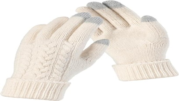 Accessories - Winter White Merino Women Wool Gloves Thin Knit